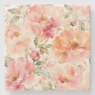 Dessous-de-verre En Pierre Fleurs aquarelles romantiques chaudes d'été