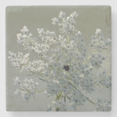 Dessous-de-verre En Pierre Fleurs blanches délicates (Devant)