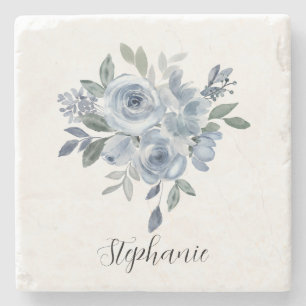 Dessous-de-verre En Pierre Fleurs bleu et vert