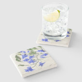 Dessous-de-verre En Pierre Fleurs bleues (Côté)