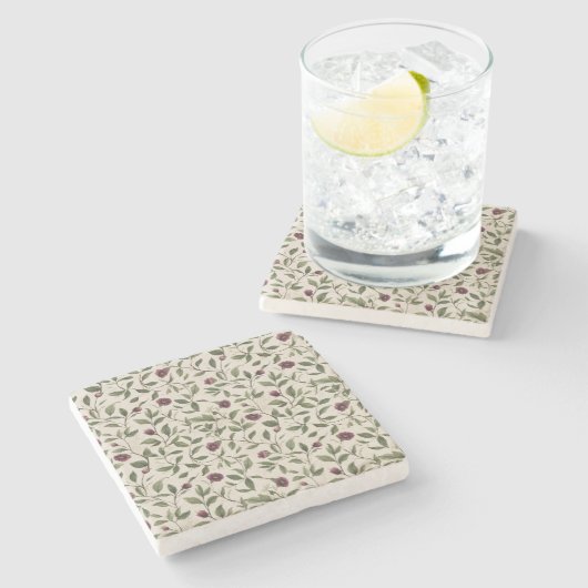 Dessous-de-verre En Pierre Fleurs crème bourguignon (Côté)