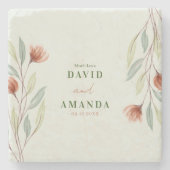 Dessous-de-verre En Pierre Fleurs d'aquarelle vert pastel (Devant)