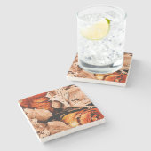 Dessous-de-verre En Pierre Fleurs d'automne (Côté)