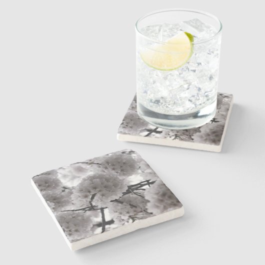 Dessous-de-verre En Pierre Fleurs de cerisiers (Côté)