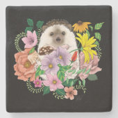 Dessous-de-verre En Pierre Fleurs de hérisson mignonnes (Devant)