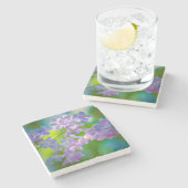 Dessous-de-verre En Pierre Fleurs de lilas violettes (Côté)