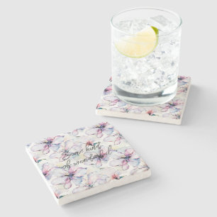 Dessous-de-verre En Pierre Fleurs de l'île violette Anniversaire