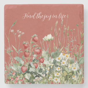 Dessous-de-verre En Pierre Fleurs de marguerite aux fraises