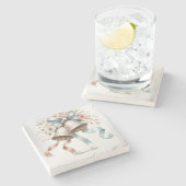 Dessous-de-verre En Pierre Fleurs de mariage cloches Rubans bleu rose Beau (Côté)