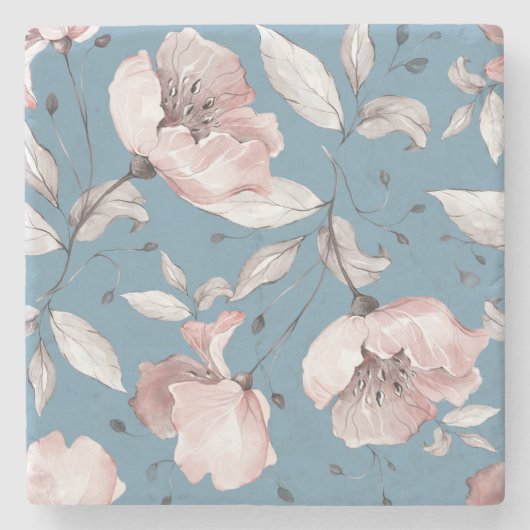 Dessous-de-verre En Pierre Fleurs de printemps, feuille, design transparent (Devant)