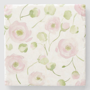 Dessous-de-verre En Pierre Fleurs de Renoncule Rose