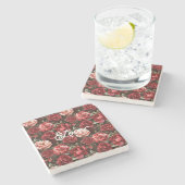 Dessous-de-verre En Pierre Fleurs de rose rose clair (Côté)
