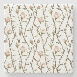 Dessous-de-verre En Pierre Fleurs de rose rose romantique Anniversaire