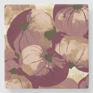 Dessous-de-verre En Pierre Fleurs de rouille de crème de pêche d'automne