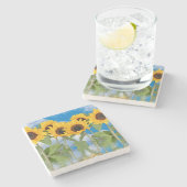 Dessous-de-verre En Pierre Fleurs de soleil (Côté)