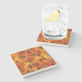 Dessous-de-verre En Pierre Fleurs de soleil orange (Côté)