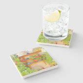 Dessous-de-verre En Pierre Fleurs d'eau (Côté)