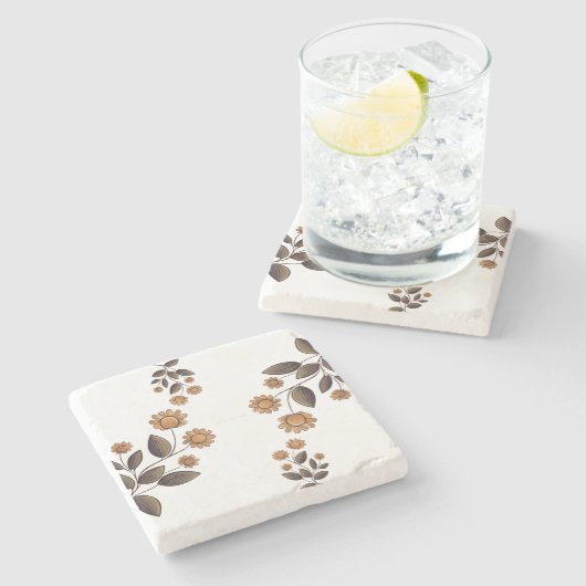 Dessous-de-verre En Pierre Fleurs d'or (Côté)