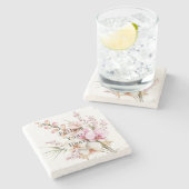 Dessous-de-verre En Pierre Fleurs d'orchidée rose tropicale (Côté)