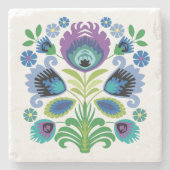 Dessous-de-verre En Pierre Fleurs folkloriques polonaises violettes (Devant)