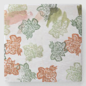 Dessous-de-verre En Pierre Fleurs les années 70 rétro (Devant)