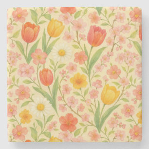 Dessous-de-verre En Pierre Fleurs mignonnes à motif de Pâques/printemps