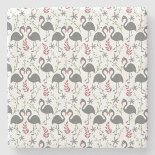Dessous-de-verre En Pierre Fleurs motifs roses flamingo sans coutures, feuill