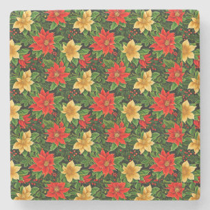 Dessous-de-verre En Pierre Fleurs Poinsettia de Noël Motif-86755