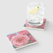 Dessous-de-verre En Pierre Fleurs roses (Côté)
