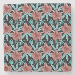 Dessous-de-verre En Pierre Fleurs rouges tropicales sans coutures motif et fe
