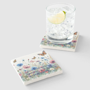 Dessous-de-verre En Pierre Fleurs sauvages & Citation