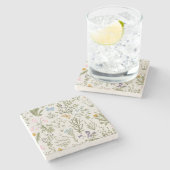 Dessous-de-verre En Pierre Fleurs sauvages floraux d'été (Côté)