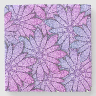 Dessous-de-verre En Pierre Fleurs violettes amusantes