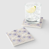 Dessous-de-verre En Pierre Fleurs violettes d'or blanc (Côté)