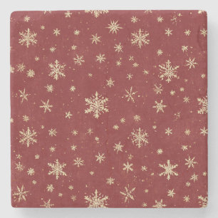 Dessous-de-verre En Pierre Flocons de neige rouge or