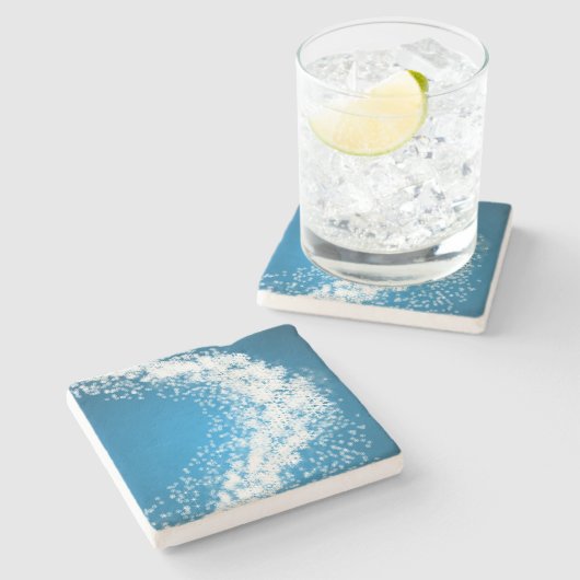 Dessous-de-verre En Pierre Flocons de neige sur Noël bleu-clair (Côté)