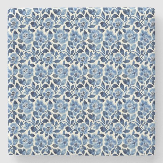 Dessous-de-verre En Pierre Floral bleu (Devant)