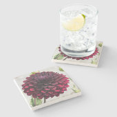 Dessous-de-verre En Pierre Floral de dahlia rouge foncé (Côté)