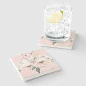 Dessous-de-verre En Pierre Floral d'été rose (Côté)