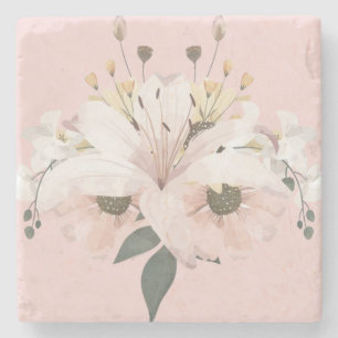 Dessous-de-verre En Pierre Floral d'été rose