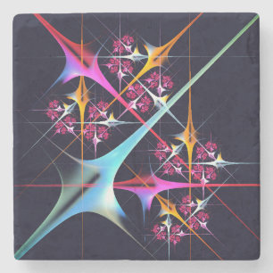 Dessous-de-verre En Pierre Floral rose moderne Art Abstrait Couleur Motif #01