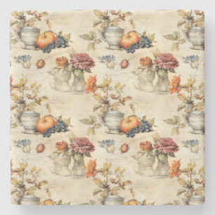 Dessous-de-verre En Pierre Floral Thanksgiving Motif Vintage (7)