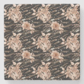 Dessous-de-verre En Pierre Flore de tigre d'or Rose noir (Devant)