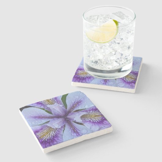 Dessous-de-verre En Pierre Flore d'Iris pourpre sans fil (Côté)