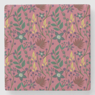 Dessous-de-verre En Pierre Flore sans couture motif fleurs rose feuille branc