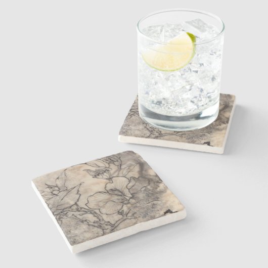 Dessous-de-verre En Pierre Flore tatouée I (Côté)