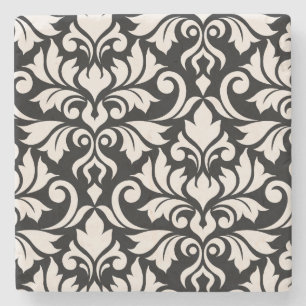 Dessous-de-verre En Pierre Flourissant Damask Art I Cream sur Black