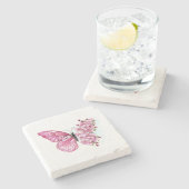 Dessous-de-verre En Pierre Flower Butterfly (Côté)