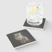 Dessous-de-verre En Pierre Fluffy Gris (Côté)