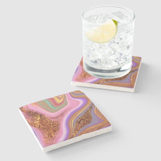 Dessous-de-verre En Pierre Flux de quartz rose (Côté)